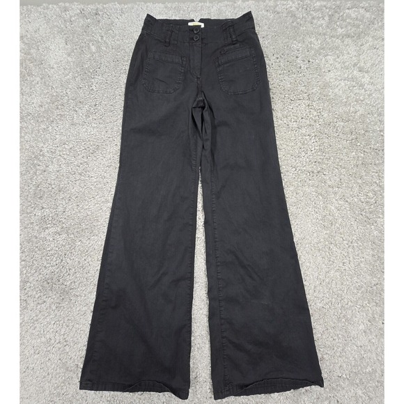 Maeve Pants Womens 26 Faded Black Flared Leg Midrise Twill - Picture 1 of 14